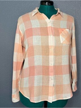 Rails Pink Cream Plaid Button Down Shirt Soft Lightweight Flannel Medium